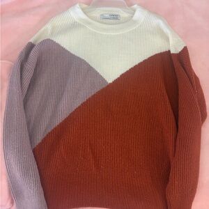 Sophie Rue Tri-Tone Sweater - Rust, Cream, and Lavender